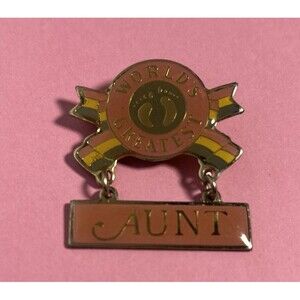 Vintage  ©1981 Hang Ten -World’s Greatest AUNT  Dangle Lapel Pin or Brooch